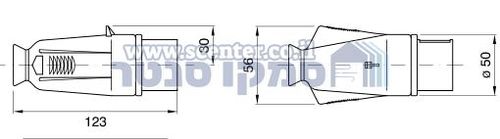 תקע נייד ישר - IP44‏ - 2P‏ 32A‏ ‎20-25V‏ ‎50-60HZ - סגול - n.r.‎ - חיווט הברגה Gewiss