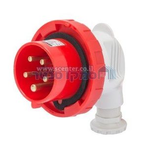 תקע נייד 90°‏ - IP67‏ - 3P+N+E‏ 16A‏ ‎380-415V‏ 50/60HZ - אדום - 6H - חיווט הברגה Gewiss
