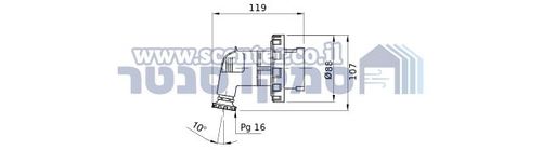 תקע נייד 90°‏ - IP67‏ - 3P+N+E‏ 16A‏ ‎380-415V‏ 50/60HZ - אדום - 6H - חיווט הברגה Gewiss