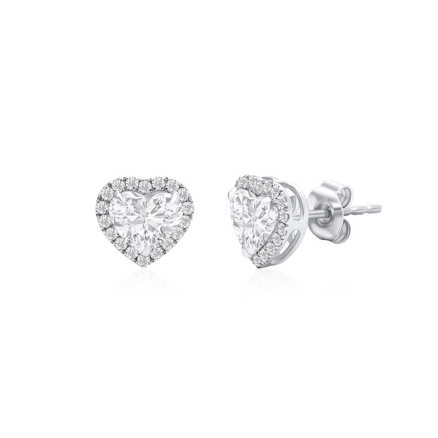 עגילי יהלומים בעיצוב לב 2.49ct זהב 14K