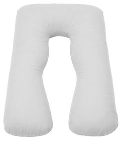 כרית תמיכה להריון והנקה עם מילוי הולופייבר ושכבה חיצונית 100% כותנה - לבן