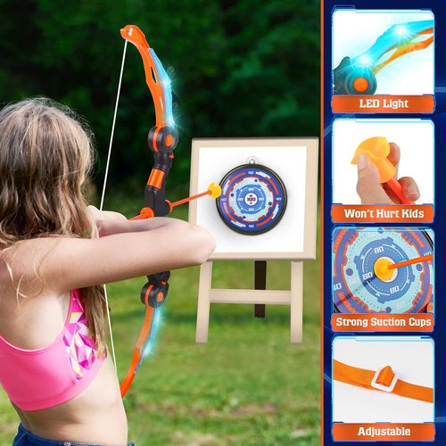 חץ וקשת עם אורות ו 3 חצים עם ואקום ומטרה 