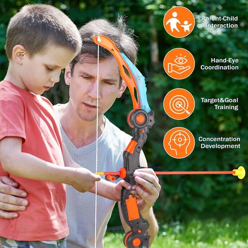 חץ וקשת עם אורות ו 3 חצים עם ואקום ומטרה 