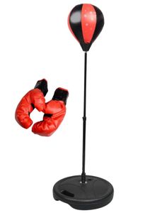 סט אגרוף עם כדור על עמוד קפיצי לילדים כולל זוג כפפות