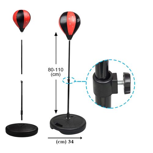 סט אגרוף עם כדור על עמוד קפיצי לילדים כולל זוג כפפות