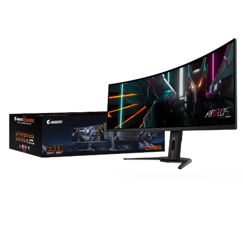 מסך AORUS CO49DQ Ultra-Wide DQHD OLED 0.03ms 144Hz KVM HDR