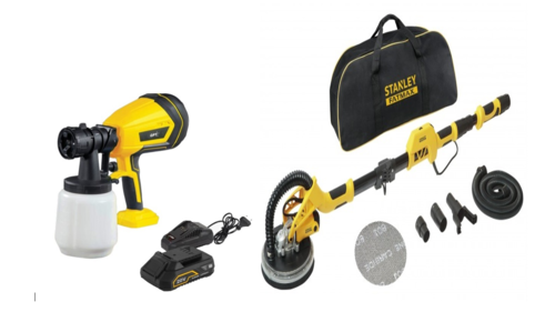 מלטשת קירות 750W  טלסקופית  Stanley + מרסס צבע 20 וולט נטען + סוללה ומטען  SFMEE500S.5