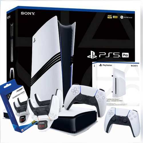 SONY PLAYSTATION 5 PRO 2TB + 2 CPNTROLLERS + DUAL CHARGING STATION + DISK DRIVE