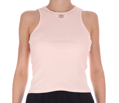 Fitted ribbed top with Oval T