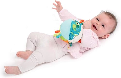 צעצוע לידה ראשון בעיצוב זיקית עם טקסטורות – כדור מישוש LUDI
