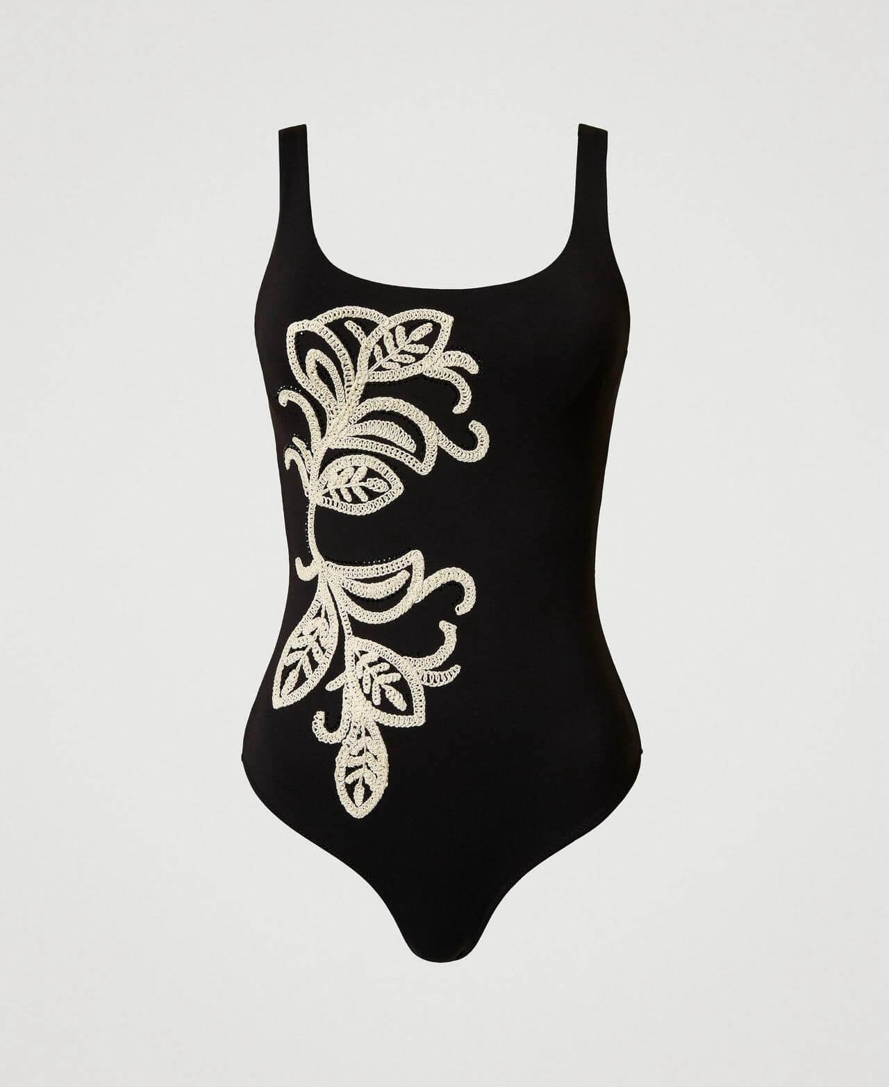 Triangle bikini top with embroidery and rhinestones