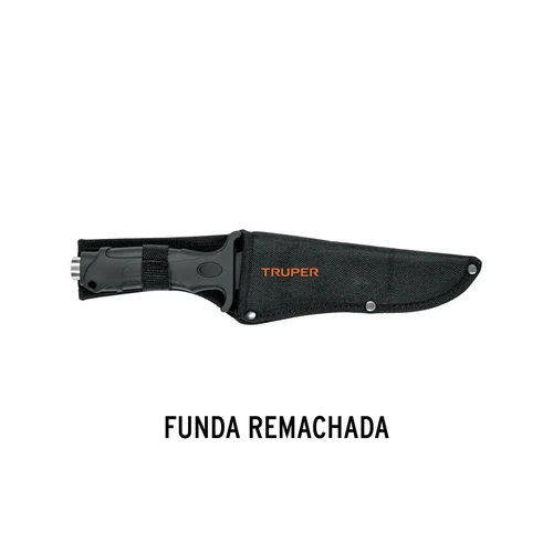 סכין טקטי TRUPER דגם CTA-7C בתוך נרתיק בד שחור ממותג עם לוגו TRUPER ותפירה מחוזקת.