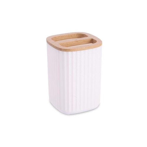 כוס למברשת שיניים BAMBOO STRIPE | לבן