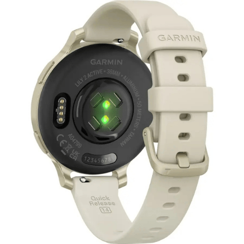 שעון חכם צבע זהב עם רצועת שנהב Garmin Lily 2 Active 38mm