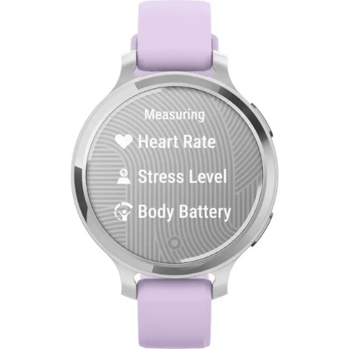 שעון חכם צבע כסוף עם רצועה סגולה Garmin Lily 2 Active 38mm