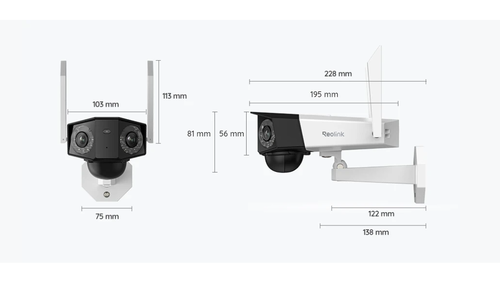מצלמת אבטחה חיצונית סולארית עם חיבור Reolink Duo 2 LTE - 4G (LTE)