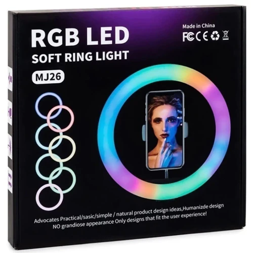 רינג לייט בגודל 10 אינץ’ דגם MJ26 כולל תאורת RGB 