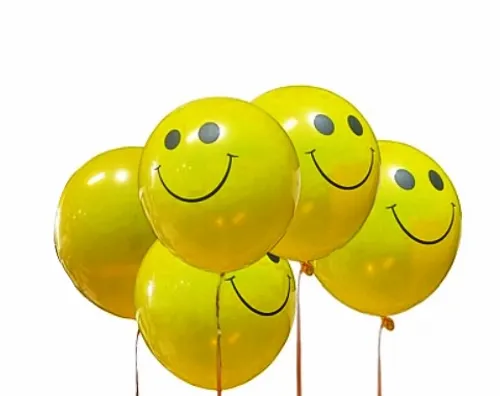 חבילת בלונים צהובים סמיילי - 100 יח'