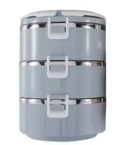 Lunch Box קופסא 3 קומות שומרת חום/קור 2.1 ליטר נירוסטה - לבן