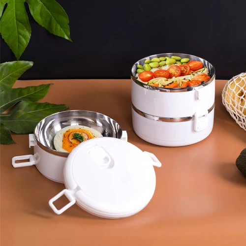 Lunch Box קופסא 3 קומות שומרת חום/קור 2.1 ליטר נירוסטה - לבן
