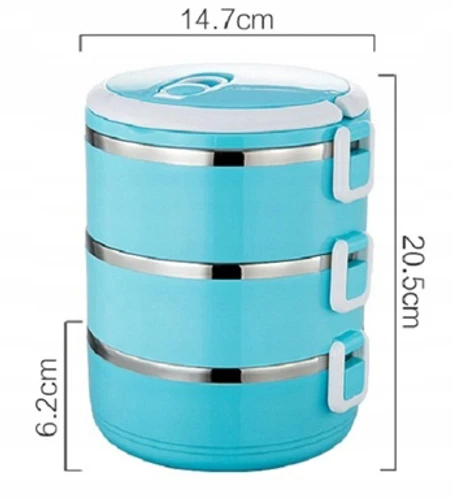 Lunch Box קופסא 3 קומות שומרת חום/קור 2.1 ליטר נירוסטה - לבן