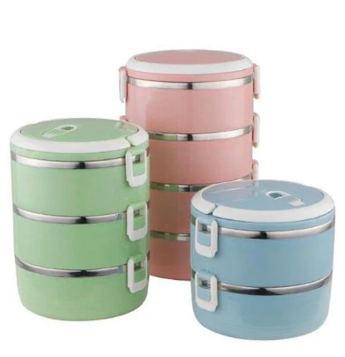 Lunch Box קופסא 3 קומות שומרת חום/קור 2.1 ליטר נירוסטה - לבן
