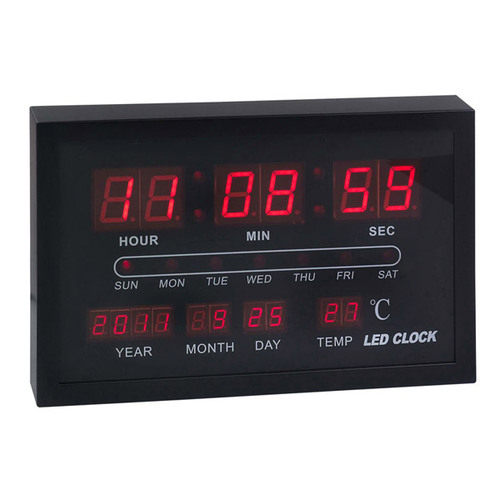 שעון קיר דיגיטלי Led עם תאריך, יום וטמפ'