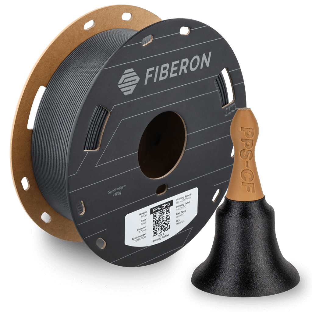פילמנט PPS מחוזק קרבון שחור 500 גרם קוטר 1.75 מ"מ- Fiberon PPS-CF10 Black 500 gr (PolyMidePA6-GF)