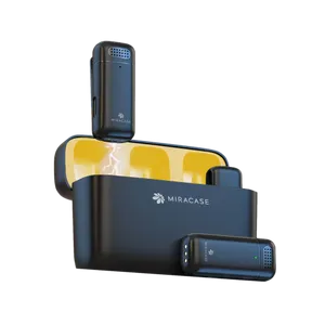 זוג מיקרופון דש אלחוטי TYPE C וקייס טעינה MIRACASE MWMC750