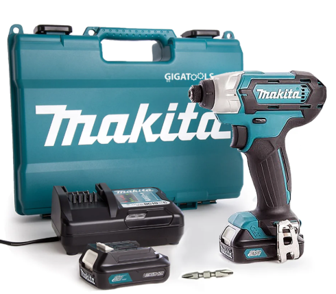 מברגה אימפקט נטענת + 2 סוללות MAKITA TD110DWYE 12V 1.5Ah מטען ומארז קשיחה מקיטה