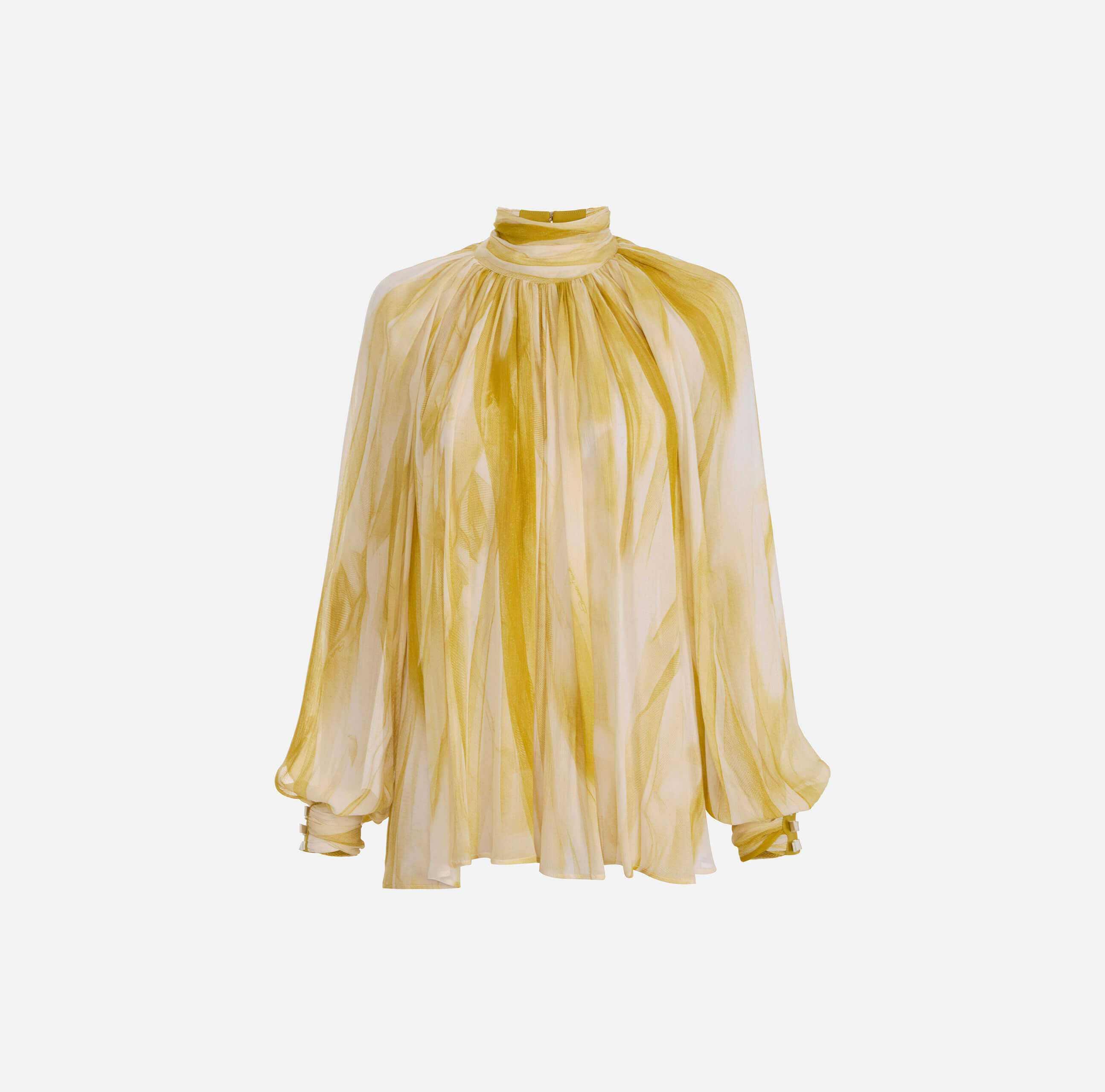 Crepon blouse with tulle print and bows
