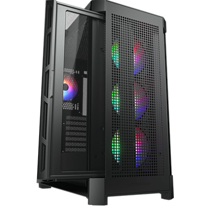 מארז COUGAR DUOFACE-PRO-BL בצבע שחור עם 4 מאווררי RGB 120 מ