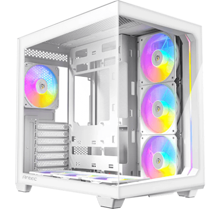 מארז Antec C5 לבן עם חיבור USB Type-C ותאורת מאווררי ARGB.