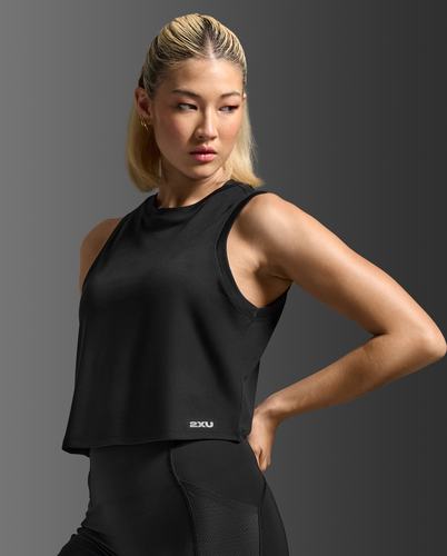 גופיית ריצה Aero Mesh Crop Tank BLK/SRF