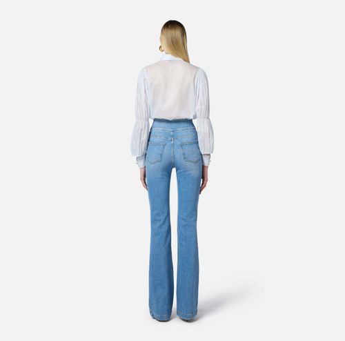 Muslin blouse with flounce sleeves
