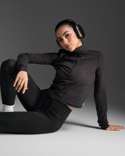 עליונית Flex Crop 1/2 Zip Long Sleeve BLK/BLK