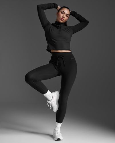 עליונית Flex Crop 1/2 Zip Long Sleeve BLK/BLK