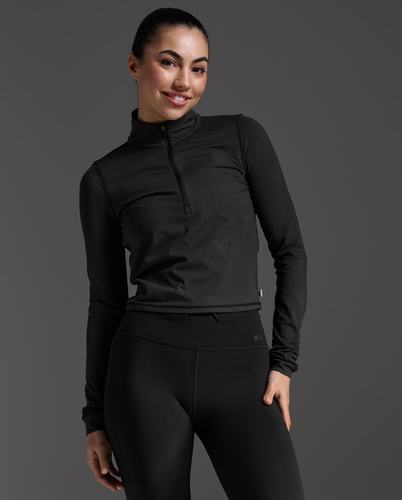 עליונית Flex Crop 1/2 Zip Long Sleeve BLK/BLK
