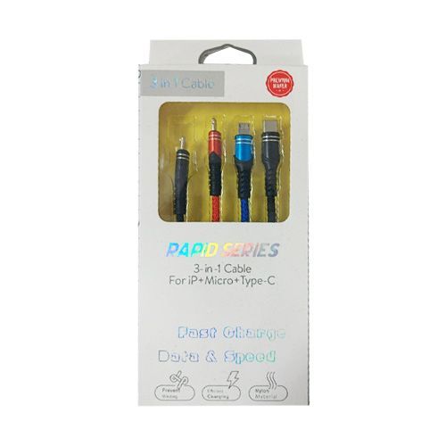 3 ב-1 – כבל טעינה TYPE C , MICRO USB , LIGHTNING USB