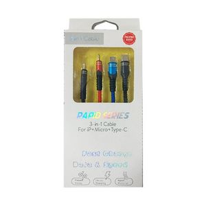 3 ב-1 – כבל טעינה TYPE C , MICRO USB , LIGHTNING USB