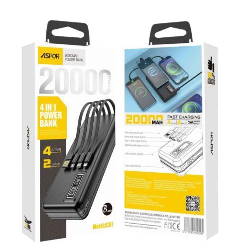 פאוור בנק טעינה מהירה עם צג 20000mAh LCD