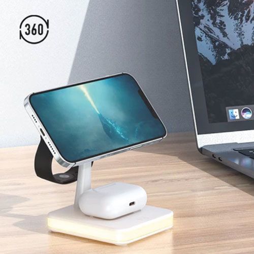 מעמד טעינה מהירה אלחוטי למוצרי Apple עם תאורת LED