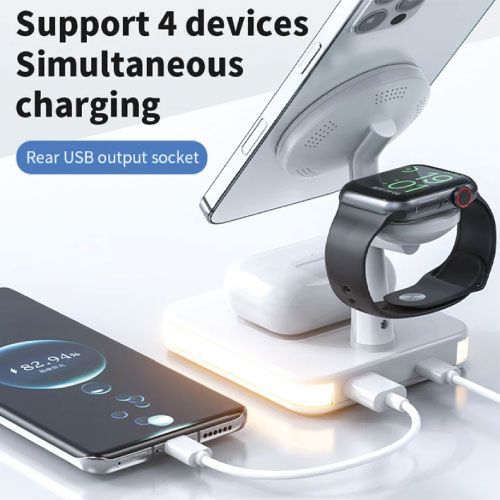 מעמד טעינה מהירה אלחוטי למוצרי Apple עם תאורת LED