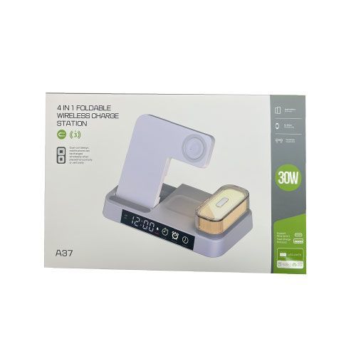 שעון משטח טעינה מהירה 30W בצבעים שחור/לבן