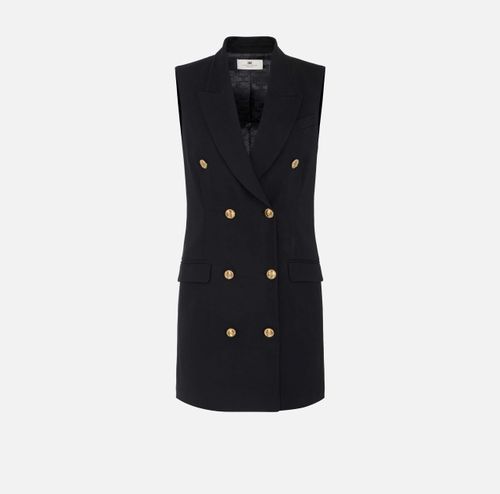 Linen-blend gabardine dress