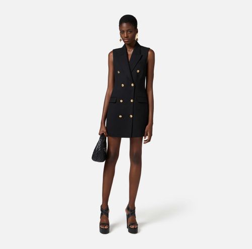 Linen-blend gabardine dress