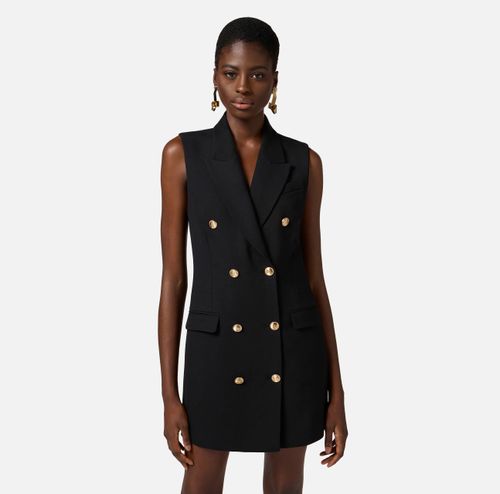 Linen-blend gabardine dress