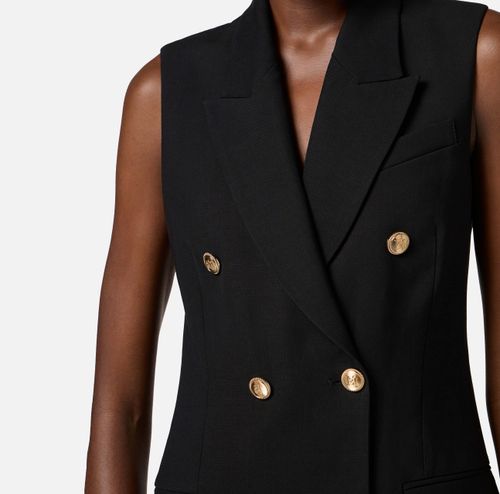 Linen-blend gabardine dress