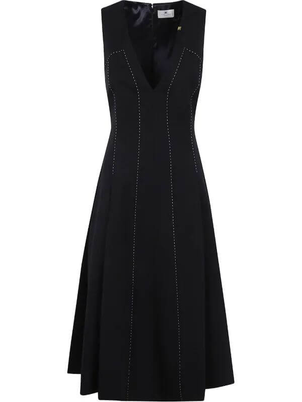 Cool wool dress with contrasting topstitching