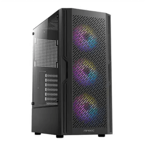 מבט פנימי על רכיבי מחשב בתוך מארז Antec AX360 ELITE RGB
